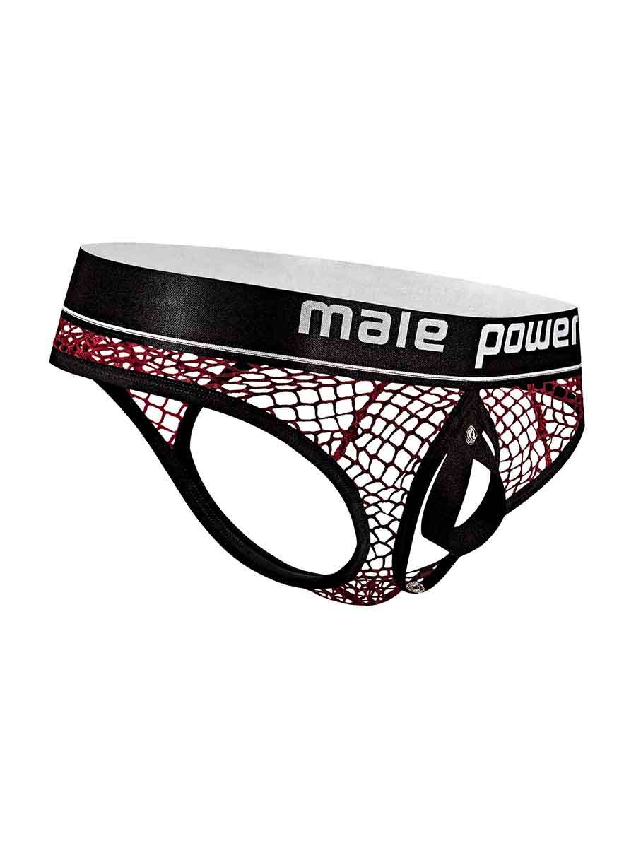 Male Power Burgundy Cock Pit Net Mesh Cock Ring Thong S/M > Clothes > Mens Thongs