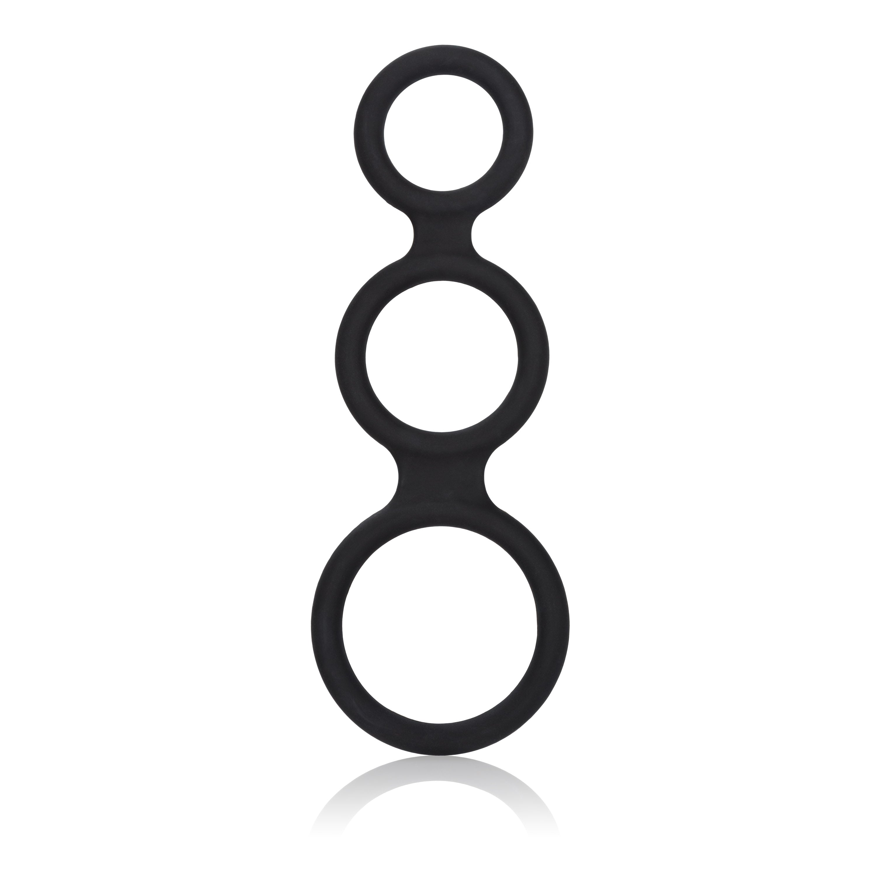 Maximizer Enhancer Triple Silicone Ring Set Black with 2 Inch Base, 1.5 Inch Scrotum, and 1.25 Inch Shaft Rings Secondary image
