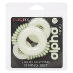 Alpha Glow-In-The-Dark Liquid Silicone 3 Ring Set in White with Multiple Sizes > Cock Ring > Sets
