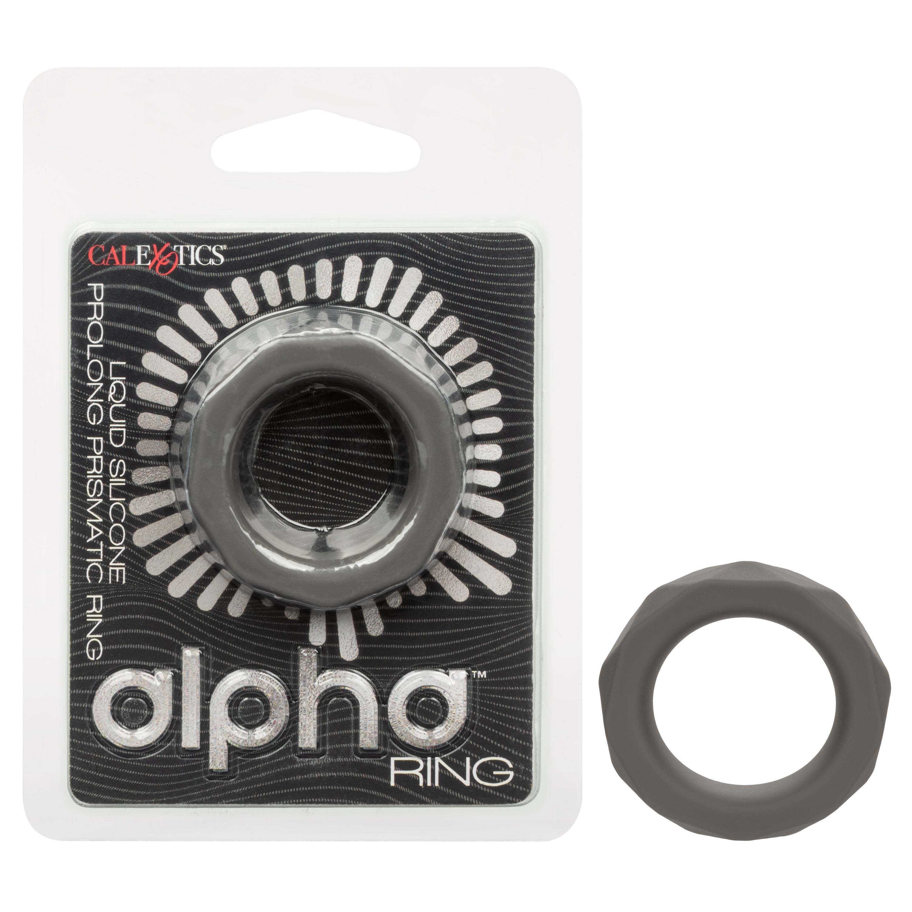 Alpha Liquid Silicone Prolong Prismatic Ring Gray 1 Inch Diameter Stretchy Durable Silicone COCK RINGS