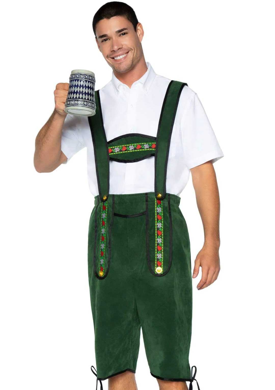 Mens Beerfest Lederhosen Oktoberfest Costume Green X-Large Mens Costumes