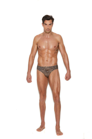 Men's Leopard Print Thong Back Brief Underwear Small Medium Mens Thongs