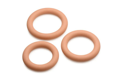 Jock Silicone Cock Ring Set Medium 3 Sizes Phthalate Free Beige COCK RING Set