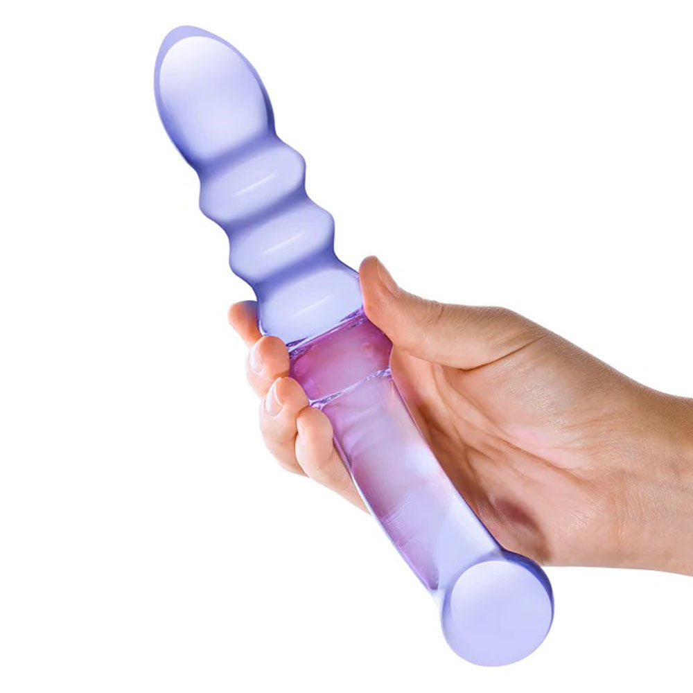 Purple Rain Ribbed 7" Dildo (Purple) – Dual-Ended Ribbed Dildo > Dildos > Double Dildos