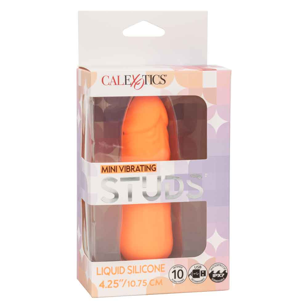 Mini Vibrating Studs 4.25"/10.75cm Liquid Silicone Vibrator Orange BULLETS