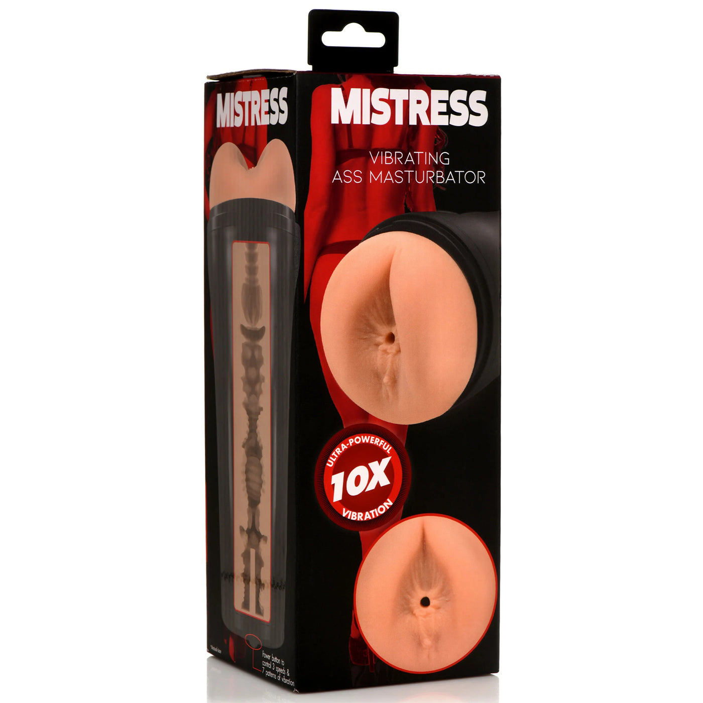 Mistress Vibrating Ass Masturbator Soft Stretchy Realistic Skin Tone with 4 Speeds and 7 Vibration Patterns Waterproof IPX6 Strokers - Auto