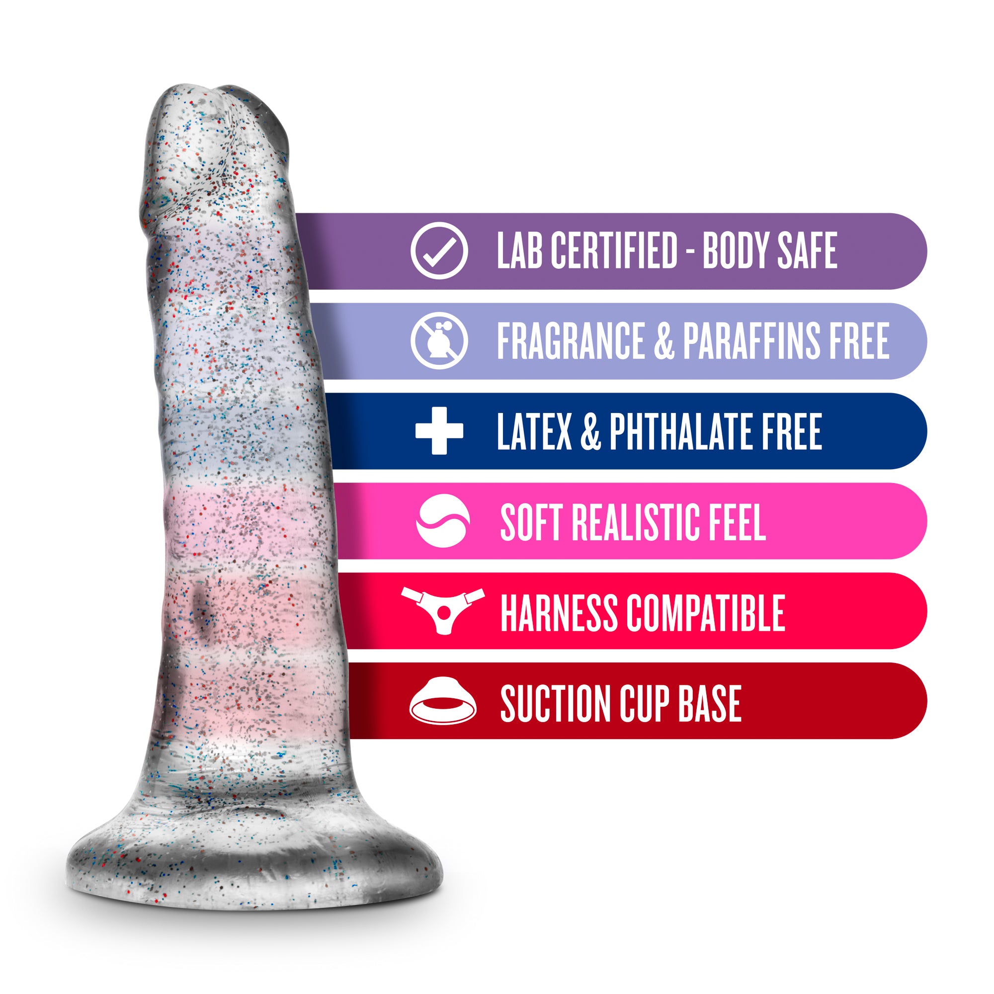 Naturally Yours Glitter Dong Clear 5.5 Inch Dildo > Dildos > Slim Dildos