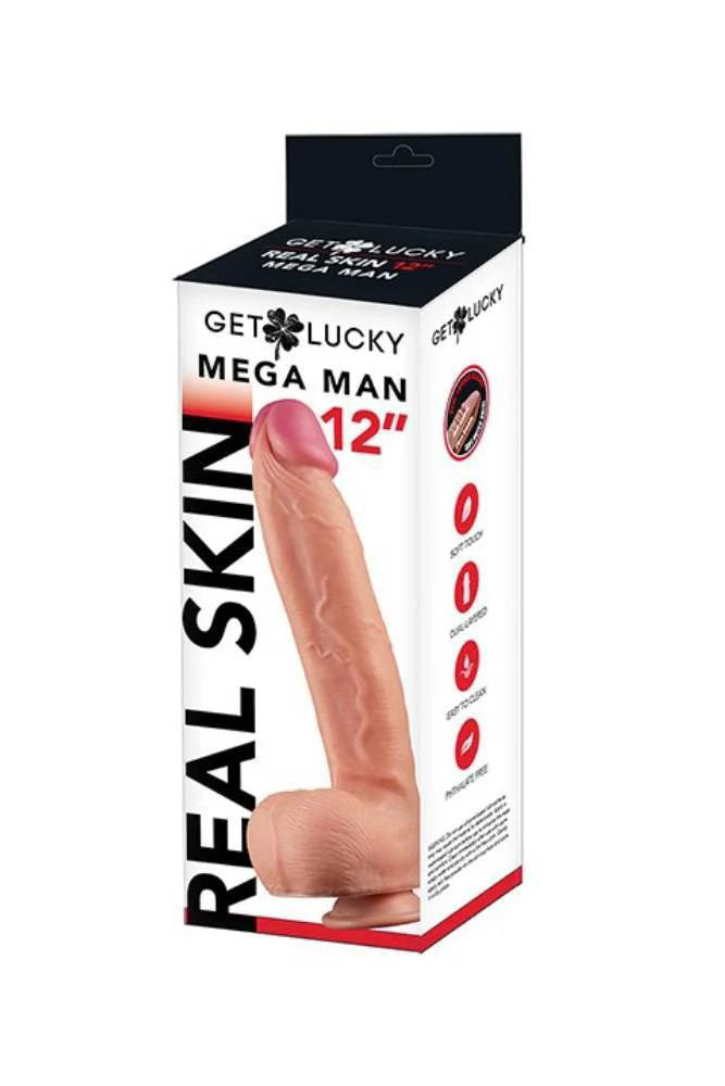 Real Skin 12 Inch Dual Layer Light Brown – Lifelike Dual Density Dildo > Dildos > Large Dildos