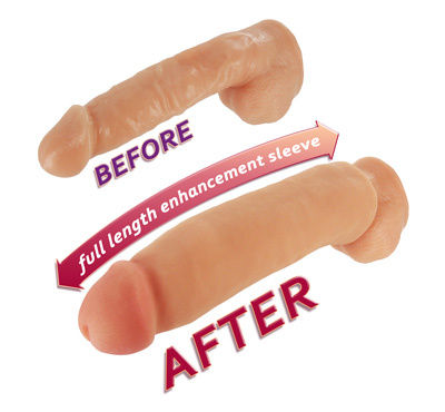 Fat Jack Penis Enlarger Sleeve with Thick Stretchy Bulk Silver Bag Beige SLEEVES