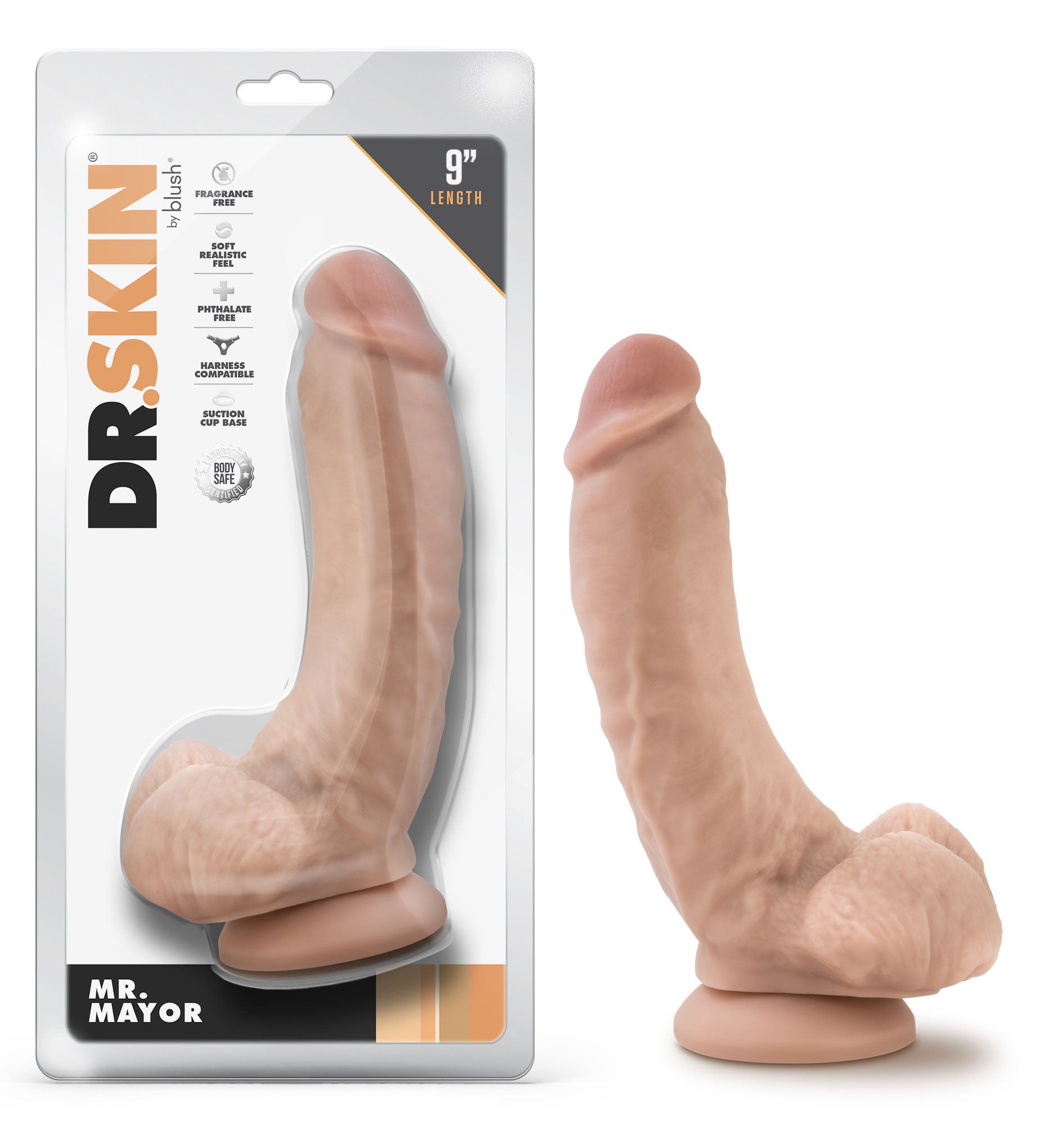 Mr Mayor Beige 9 Inch Realistic Dildo with Balls and Suction Base > Dildos > Large Dildos