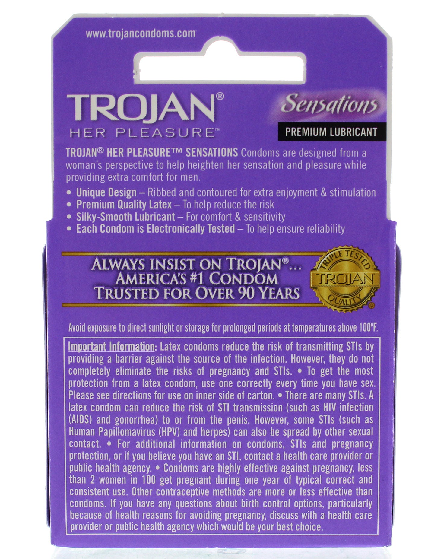 Trojan Her Pleasure Sensations Lubricated Condoms - 3 Pack Default Title > Essentials > Condoms