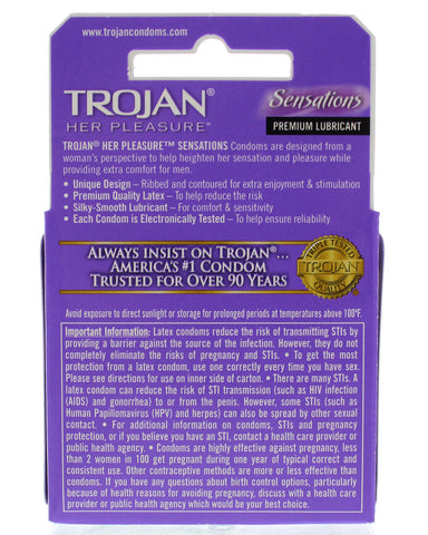 Trojan Her Pleasure Sensations Lubricated Condoms - 3 Pack Default Title > Essentials > Condoms