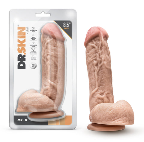 Mr. D 8.5 Inch Beige Dildo with Balls and Suction Base Dongs Realistic