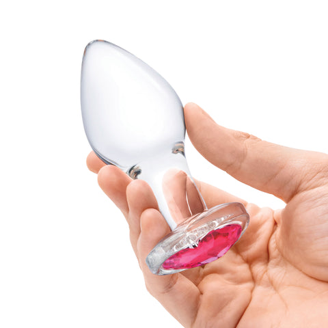 Glas 3 Inch 3.5 Inch 4 Inch 3PC Heart Jewel Clear Glass Anal Training Kit > Sex Toys > Glass