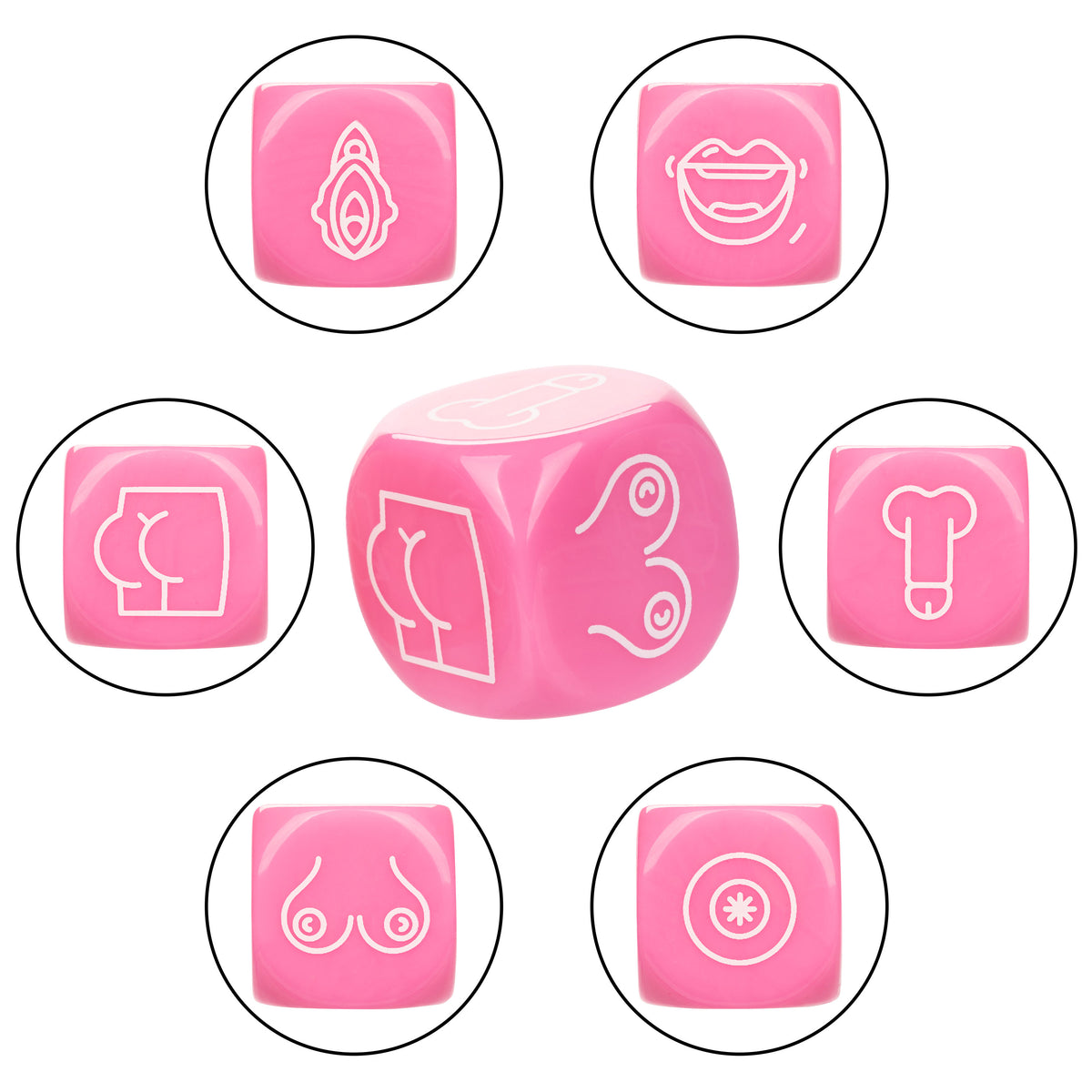 Naughty Bits Roll With It Icon Based Sex Dice Game Set with 3 Colorful Acrylic Dice > Novelties > Games