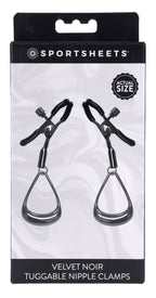 Sportsheets Velvet Noir Tuggable Nipple Clamps with Gunmetal Finish and Adjustable Restraints Silver > Sex Toys > Nipple Clamps