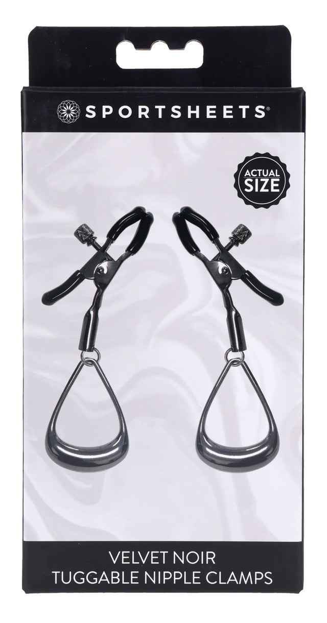 Sportsheets Velvet Noir Tuggable Nipple Clamps with Gunmetal Finish and Adjustable Restraints Silver > Sex Toys > Nipple Clamps