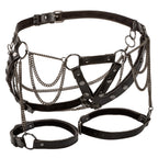 Euphoria Collection Black Velvet Thigh Harness With Chains Adjustable Waist And Thigh Straps > Dildos > Strap On Harnesses