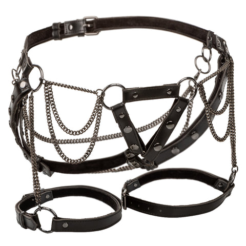 Euphoria Collection Black Velvet Thigh Harness With Chains Adjustable Waist And Thigh Straps Harnesses & Strap-Ons