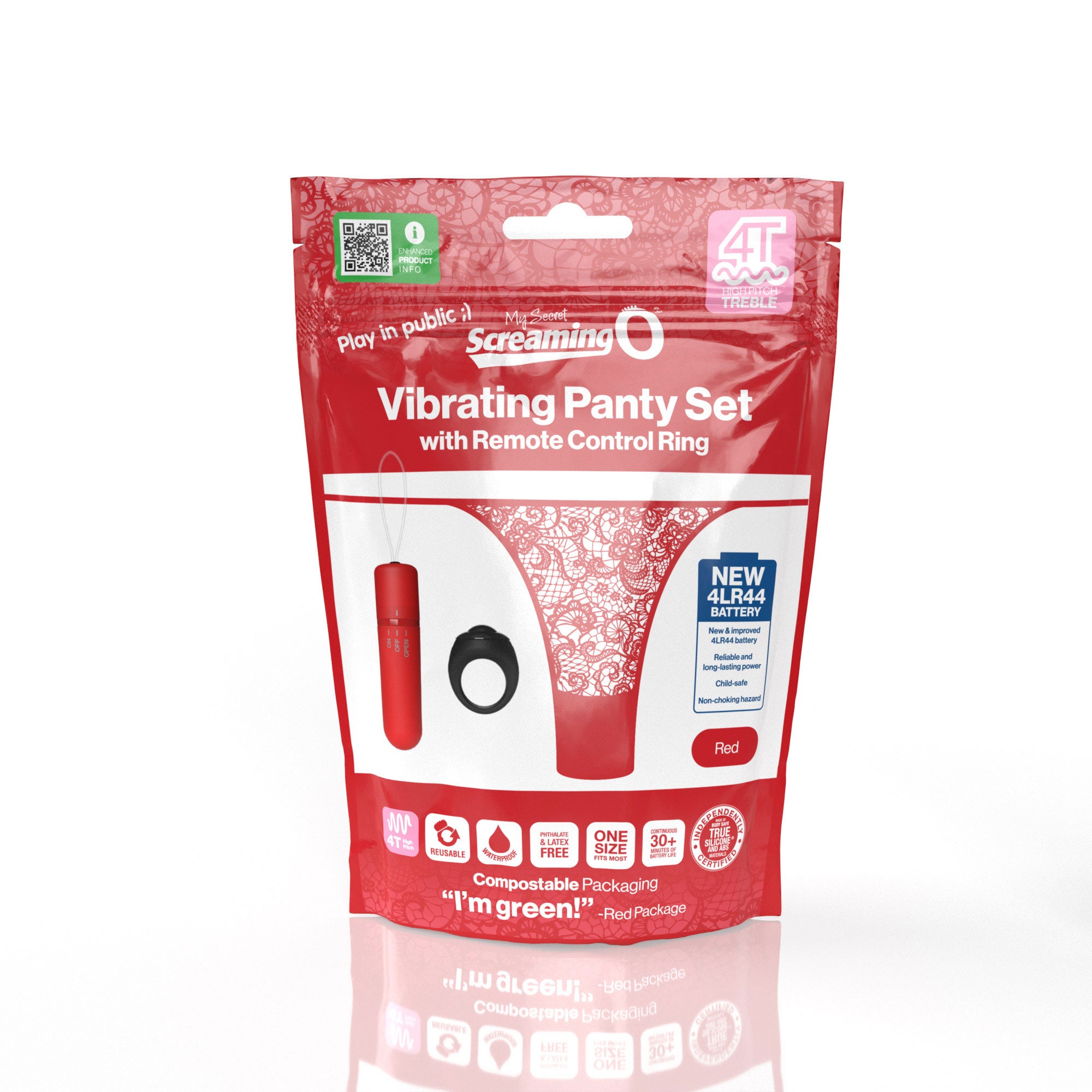 My Secret Screaming O 4T Vibrating Panty Set with Remote Control Ring - Red, One Size Panty Vibrators