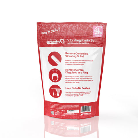 My Secret Screaming O 4T Vibrating Panty Set with Remote Control Ring - Red, One Size Panty Vibrators