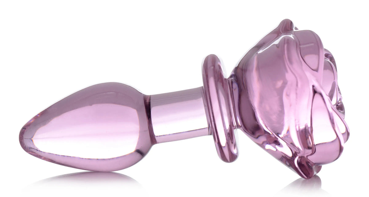 Rose Floral Borosilicate Glass Anal Plug Size Small > Glass > Toys