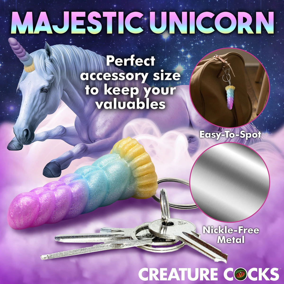 Mystique Unicorn Keychain Playful Novelty Adult Accessory Fantasy-Themed Keychain > Novelties > Gag Gifts