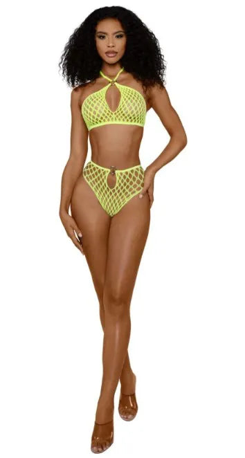 Situation Net 2-Piece Set – Nylon Spandex Lingerie Set Yellow One Size > Clothes > Lingerie Sets