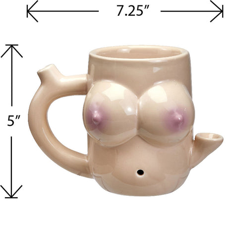 Boob Shaped Ceramic Mug Pipe Novelty Smoking Accessory Gift Bachelor & Bachelorette Items