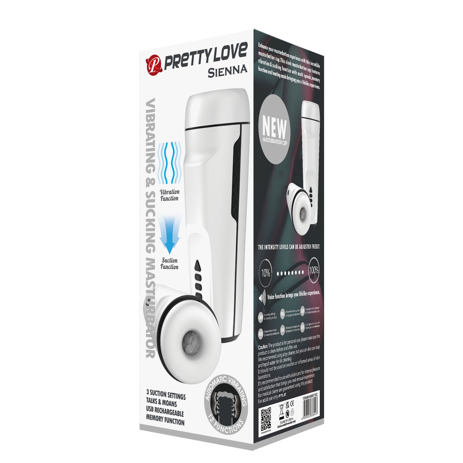 Pretty Love Sienna White Suction Stimulator for Intense Pleasure White Strokers - Manual
