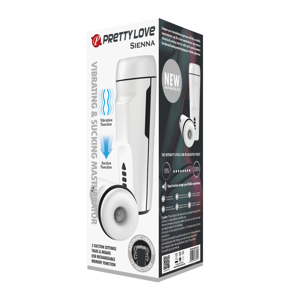 Pretty Love Sienna White Suction Stimulator for Intense Pleasure White Strokers - Manual