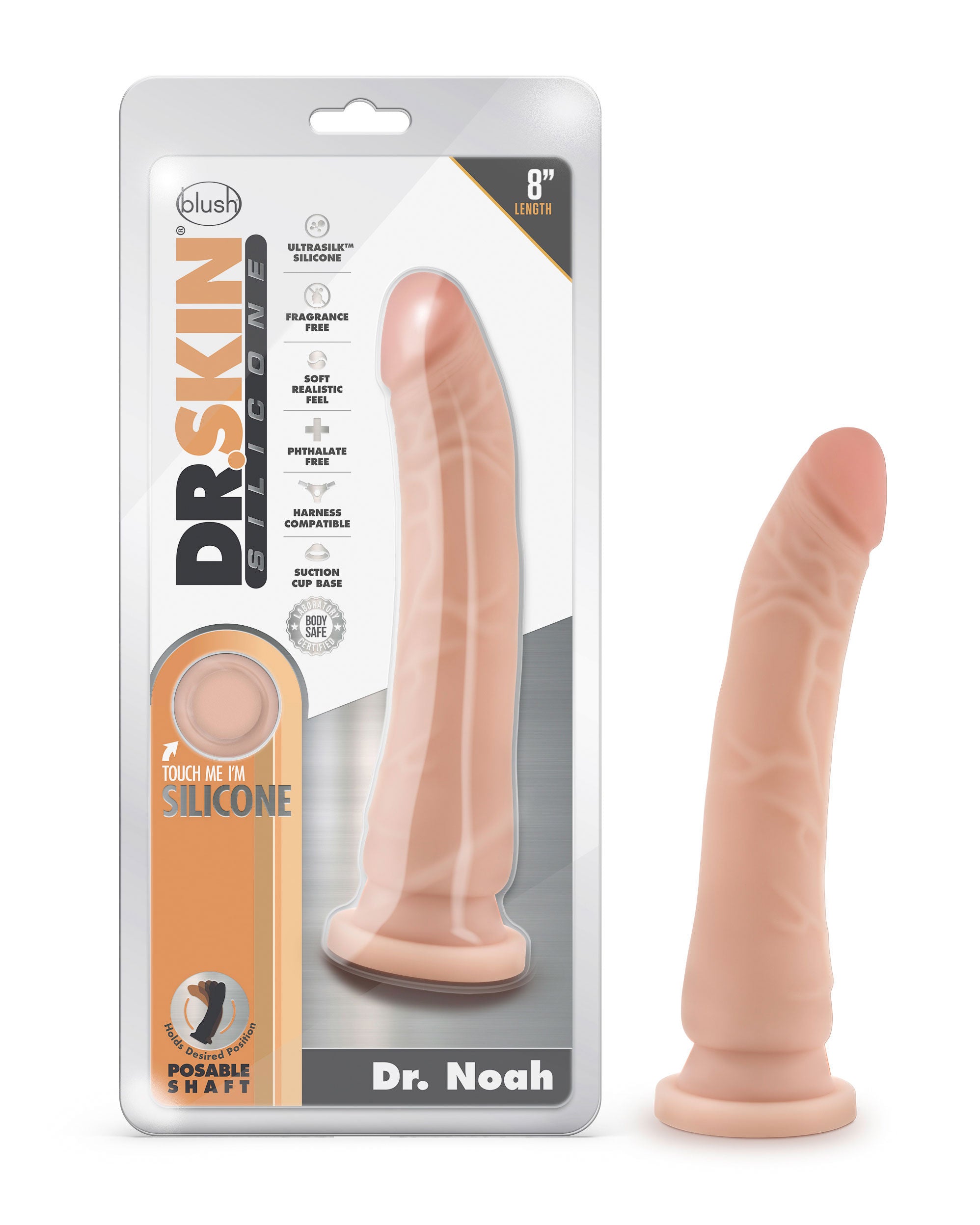 Dr. Skin Dr. Noah (Vanilla) – 8 Inch Silicone Dong With Suction Cup Dongs Realistic
