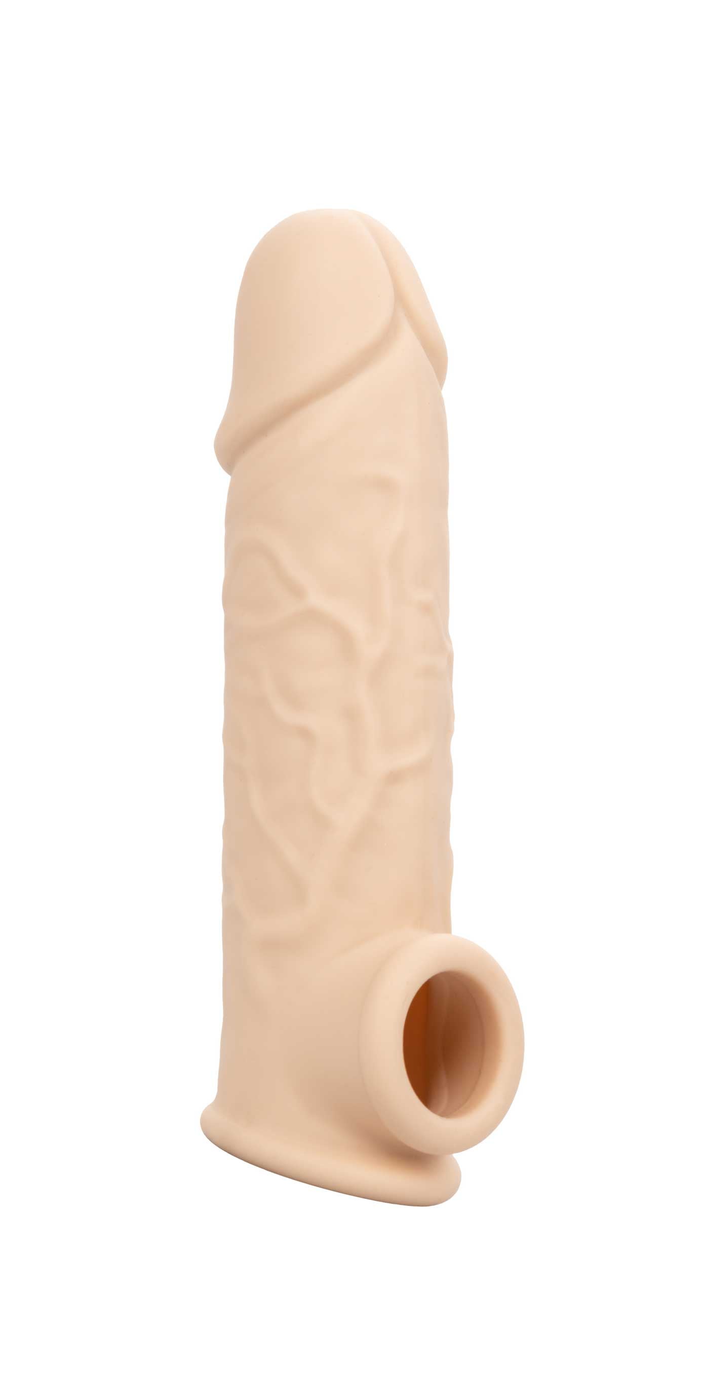 Performance Maxx Life-Like Extension 7 Inch Ivory with Built-In Scrotum Strap and Stretchy Liquid Silicone Sleeve SLEEVES