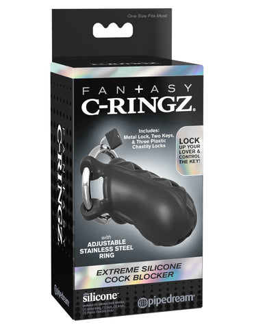Fantasy C-Ringz Extreme Silicone (Black) – Silicone Cock Blocker Cages