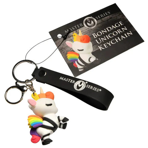 Bondage Unicorn Keychain (White Rainbow Mane) – Quirky Accessory Keychain Multi > Novelties > Keychains
