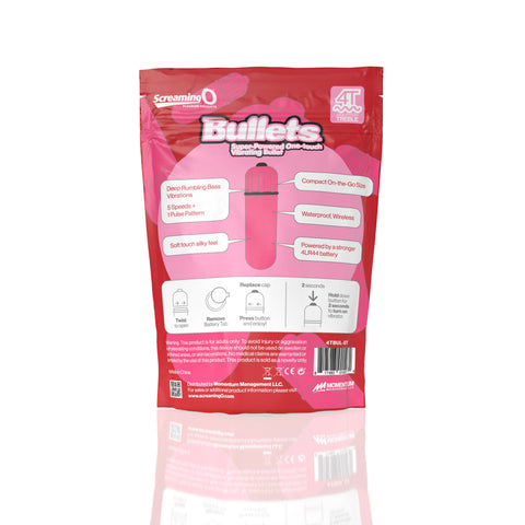 Screaming O 4T Bullet Strawberry Waterproof Vibrating Bullet with 5 Speeds and Pulse Mode BULLETS