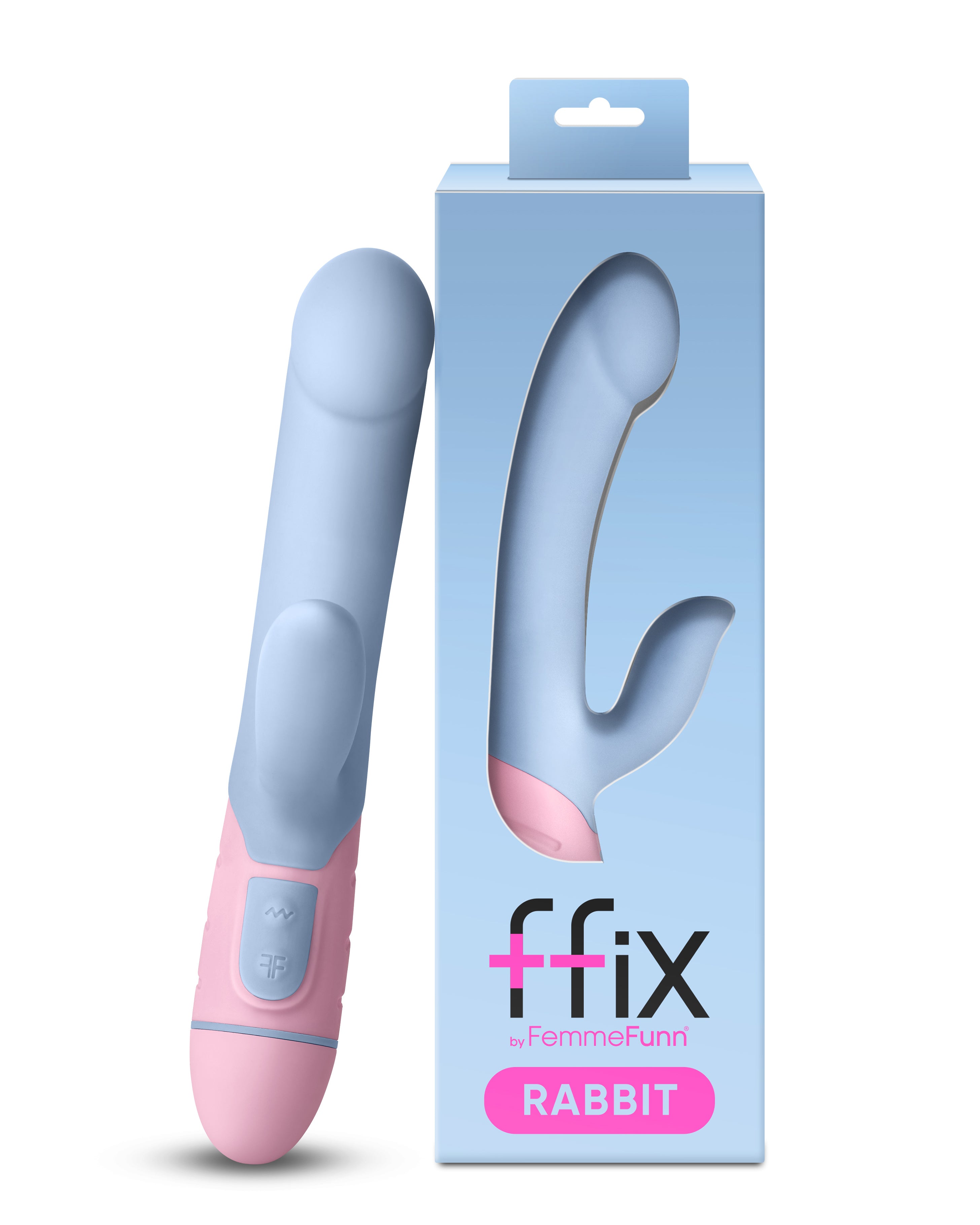 Ffix Rabbit Wand Vibrator Light Blue 20-Mode Waterproof Adult Toy VIBRATORS-RABBIT