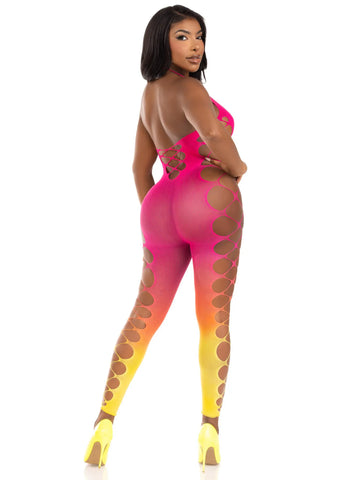 Ombre Faux Lace-Up Seamless Footless Bodystocking – One Size Lingerie > Clothes > Bodies and Playsuits