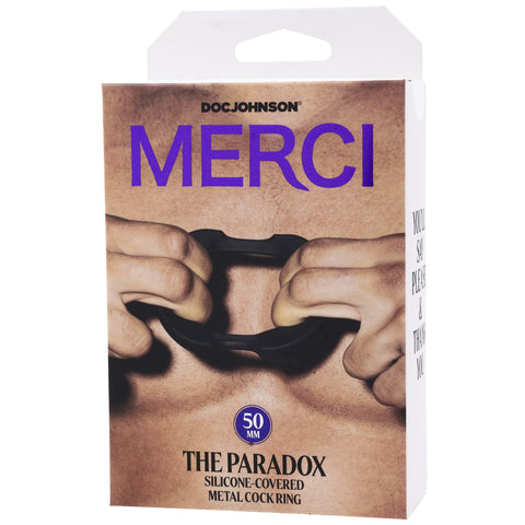 Merci Paradox Silicone Covered Metal Cock Ring Black 50mm COCK RINGS