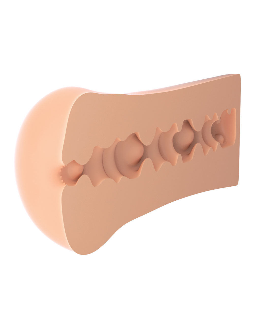 Compact Anal Masturbator for Men with Life-Like Textured Tunnel Beige Strokers - Manual