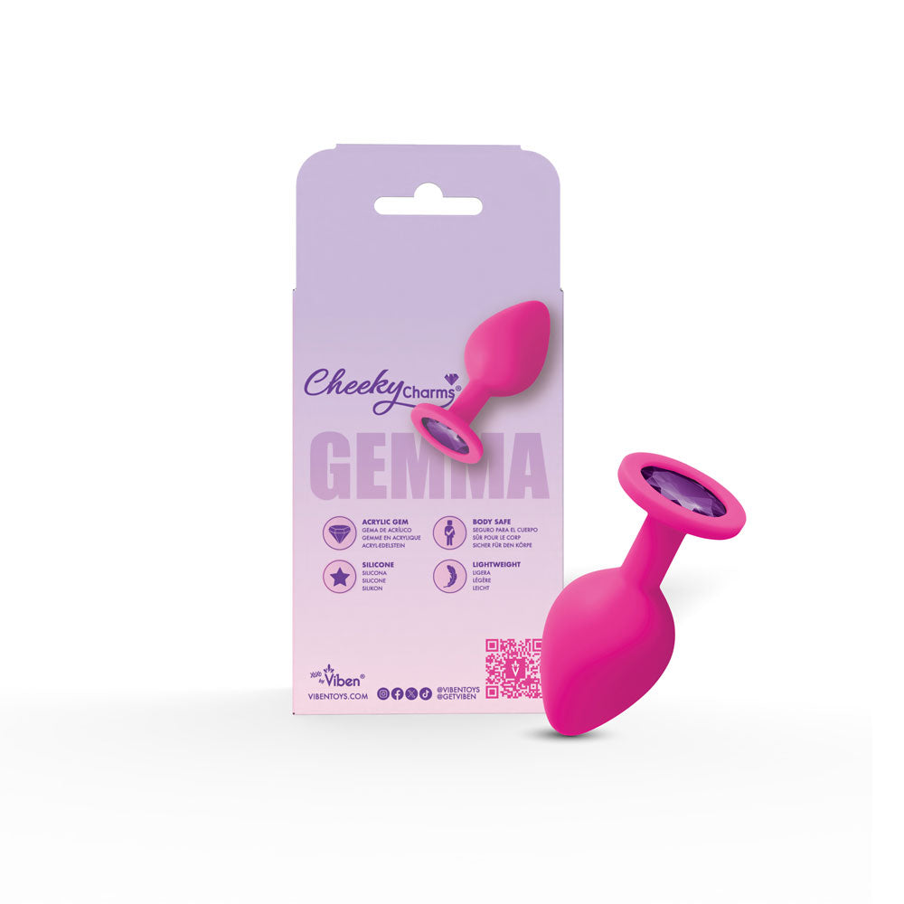 Gemma Purple Gem Pink Silicone Plug (Medium) – Vibrant Anal Plug > Anal Range > Jewel Butt Plugs