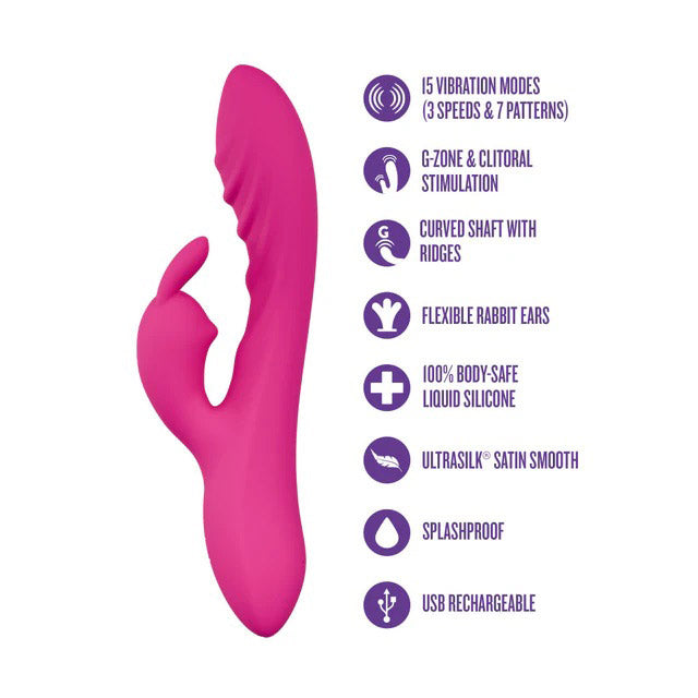 Sexy Things Wild Lust Pink 8 Inch Rabbit Vibrator with Dual Vibration Modes > Vibrators > Ladies > Rabbit