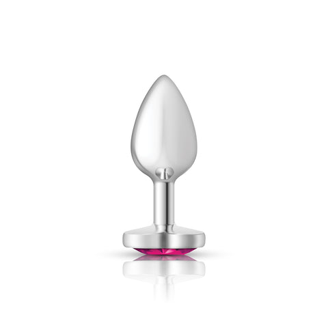 Cheeky Charms Silver Metal Butt Plug with Heart Pink Jewel Small > Anal Range > Jewel Butt Plugs