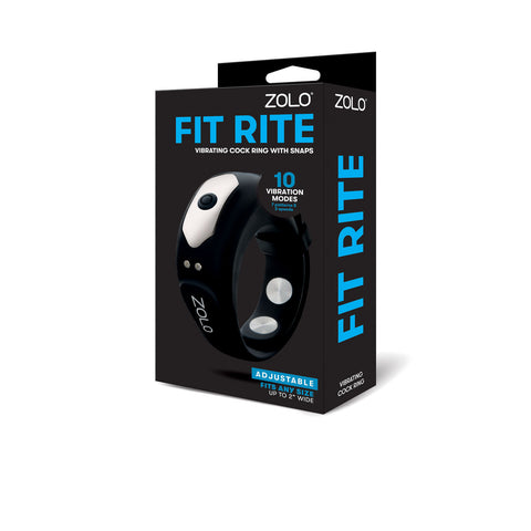 Zolo Fit Rite Adjustable Vibrating Cock Ring with Snaps Black Cock Rings Vibrating