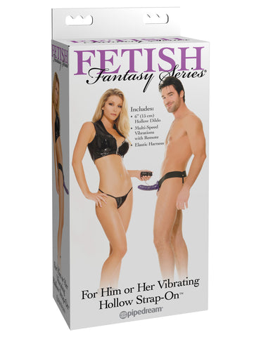 Fetish Fantasy Series for Him or Her Vibrating Hollow Strap-on - Flesh Dildos & Dongs
