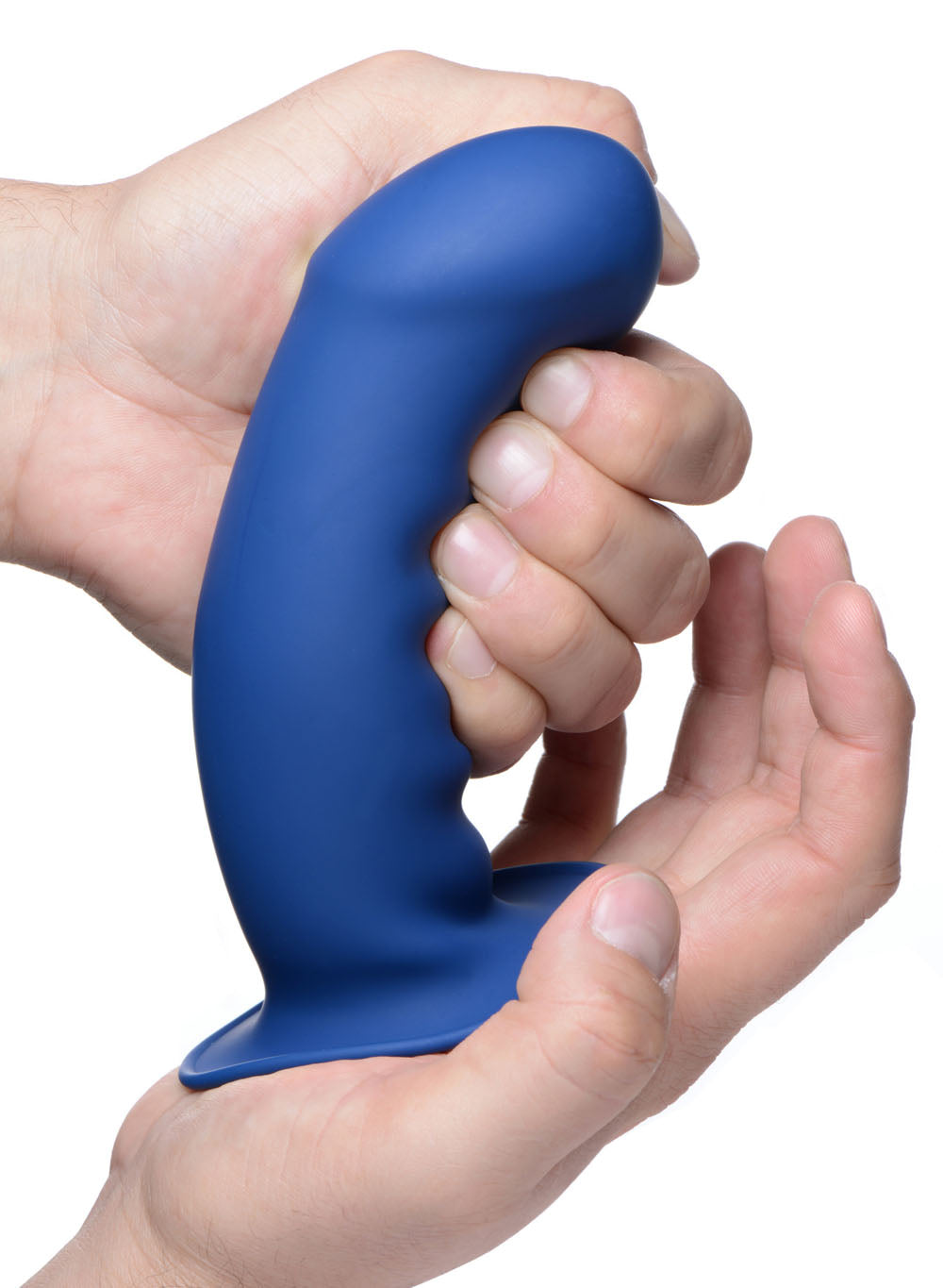 Squeezable Thick Phallic Silicone Dildo with Moldable Shape Blue DONGS