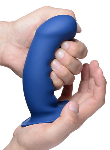 Squeezable Thick Phallic Silicone Dildo with Moldable Shape Blue DONGS