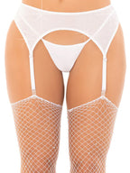 White Rhinestone Garter Belt Lingerie One Size Fits Most White One Size > Clothes > Lingerie Sets