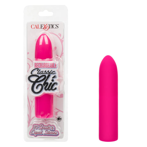 Rechargeable Classic Chic Mini Liquid Silicone Pink Mini Massager with 10 Speeds BULLETS