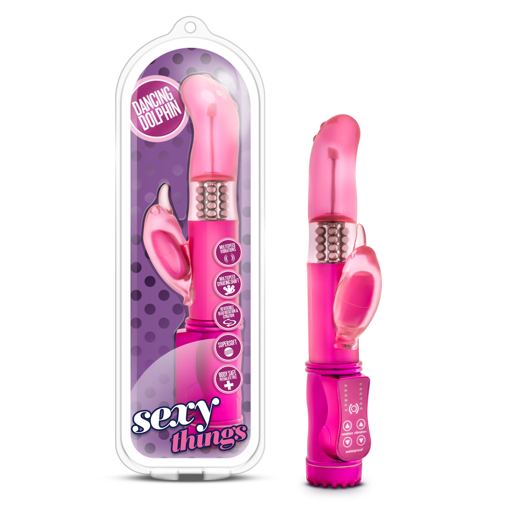 Sexy Dancing Dolphin Mini Vibrator for Dual Stimulation Fuchsia VIBRATORS-RABBIT